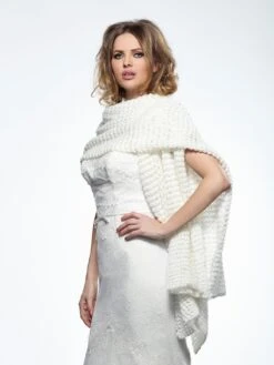 Poirier Gebreide Stola Ivoor S 168 Zilver Pailletten -Poirier S168 002 02