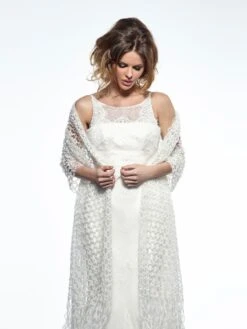 Poirier Gebreide Stola Zilverdraad Ivoor S 169